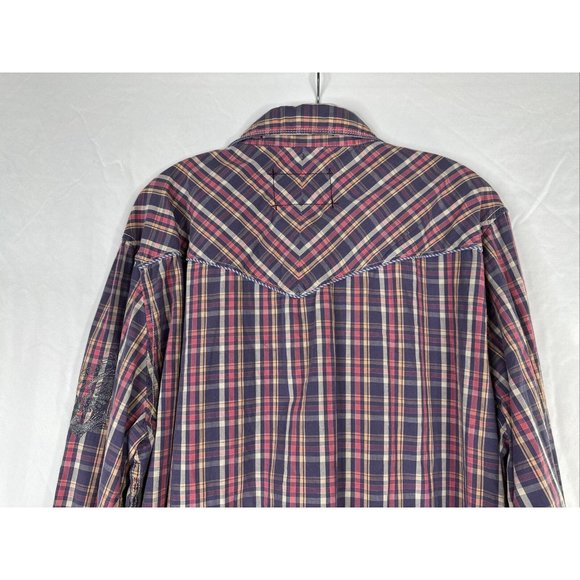 Z Brand Western Pearl Snap Short Mens Size XL Plaid Embroidered - Picture 9 of 16